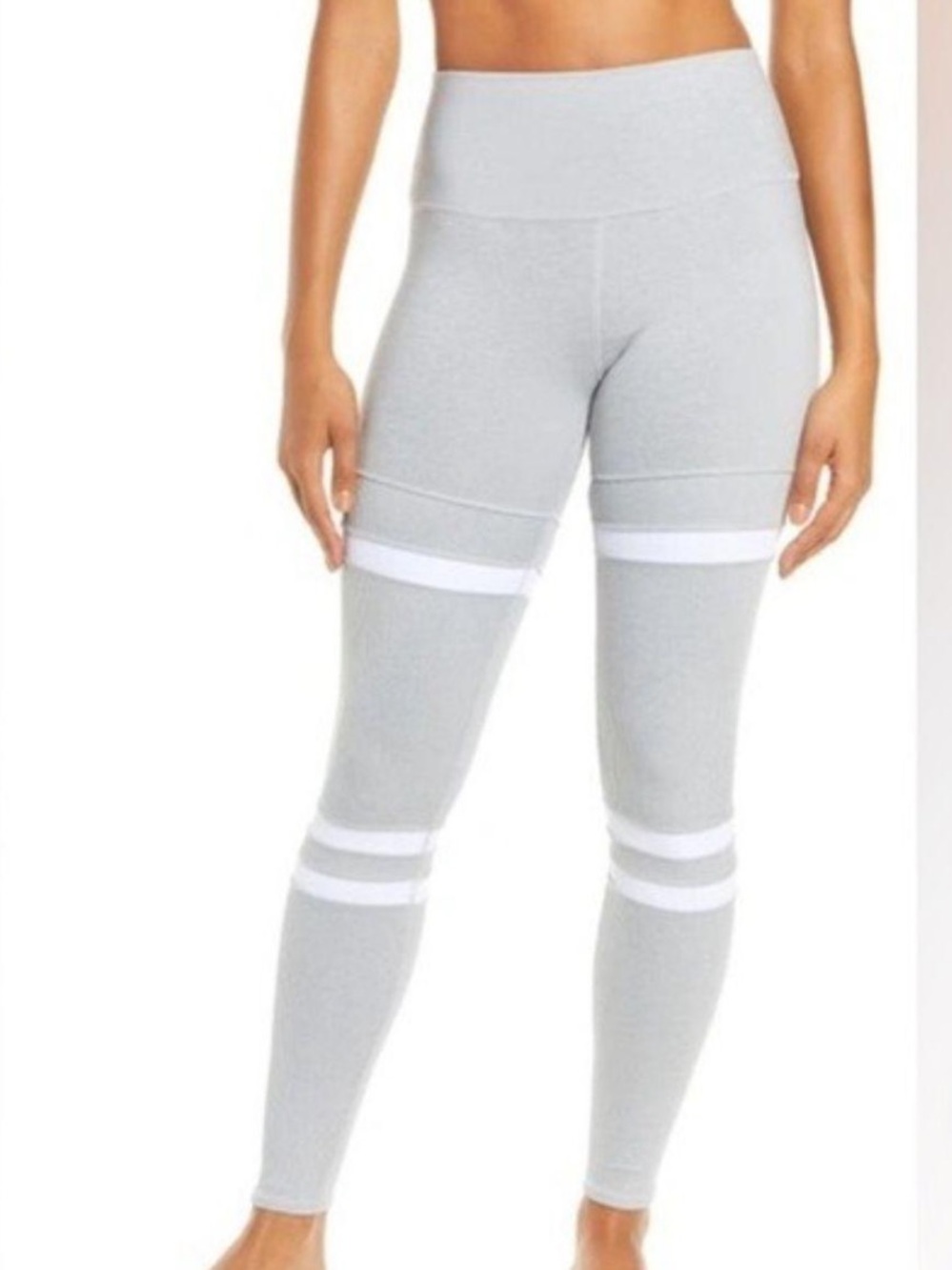Women’s Alo Yoga Legit High waist Athletic ribbed leggings gray white Sz small